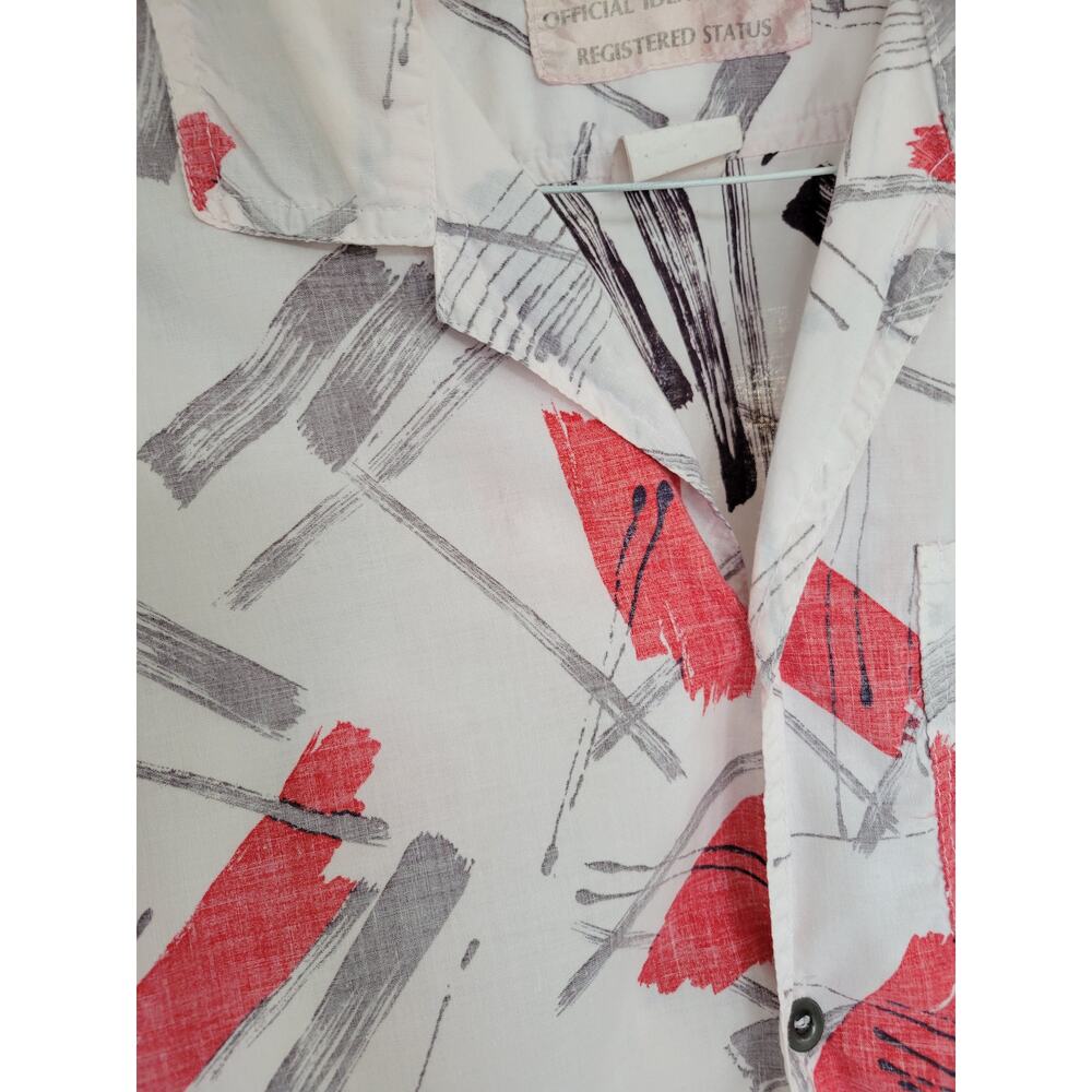 ID Official Identification Shirt ABSTRACT Print Vintage 80s USA M L Men's RARE - Picture 2 of 6